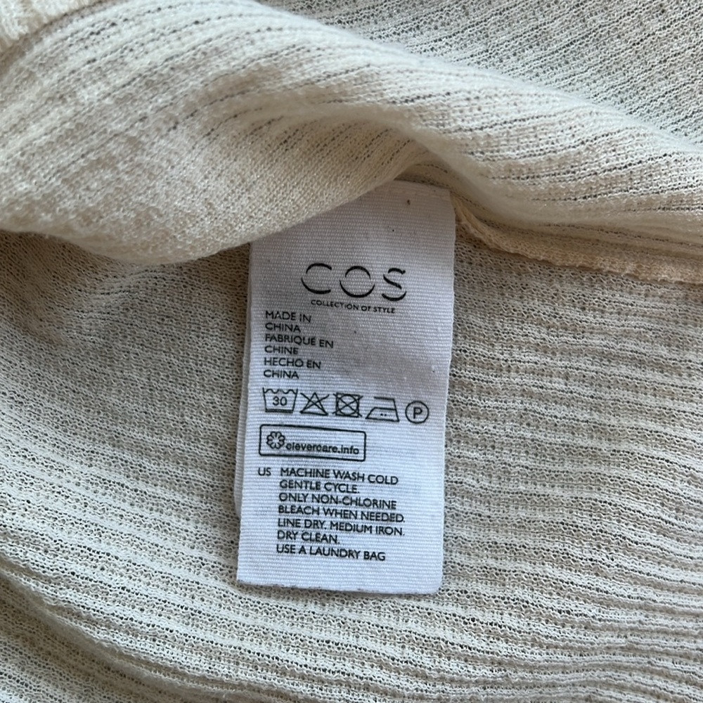 COS Cream Ribbed Panel Crewneck Top - Picture 4 of 5